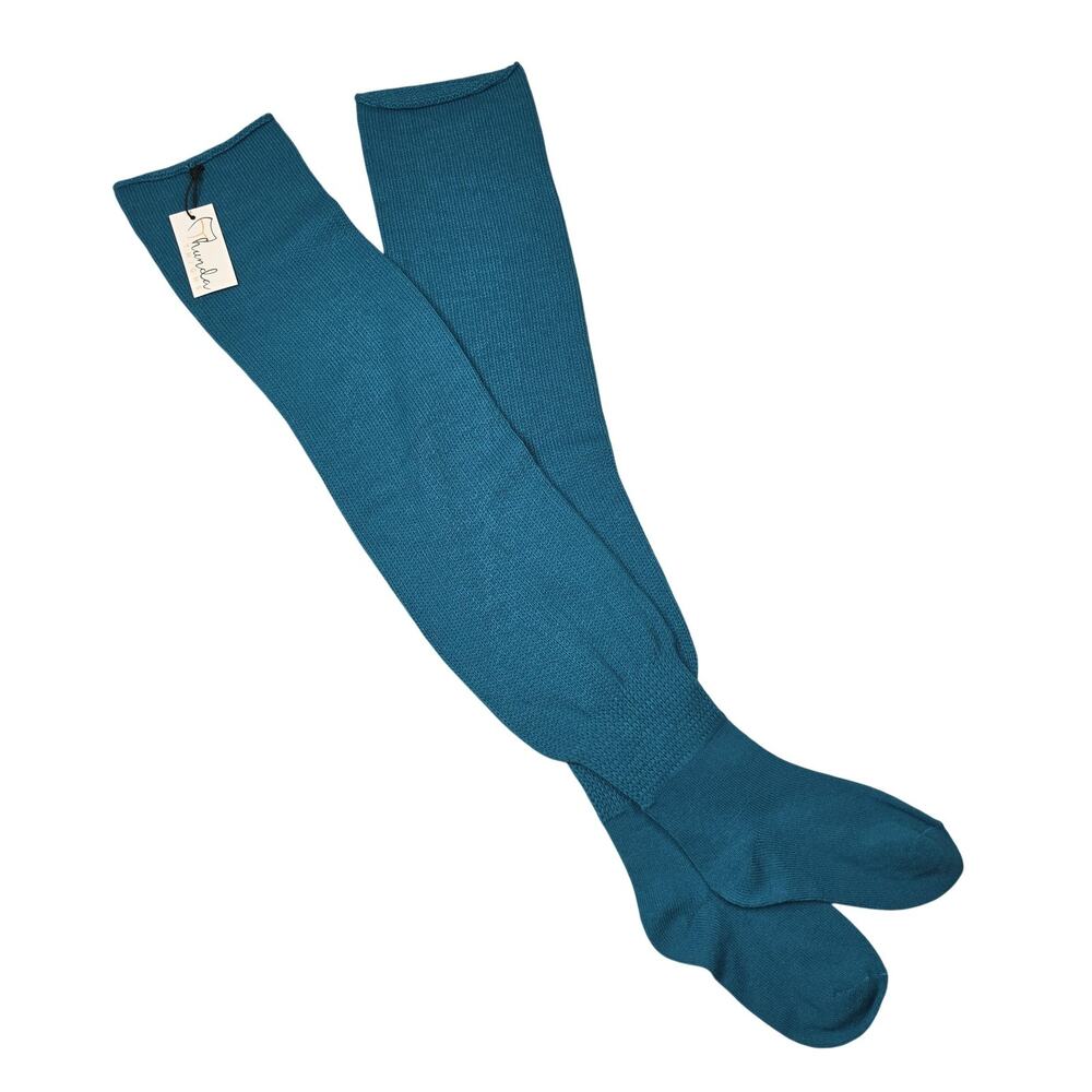 Thunda Thighs Thigh High Socks Womens One Size Blue Thermal Plus Size Cozy
